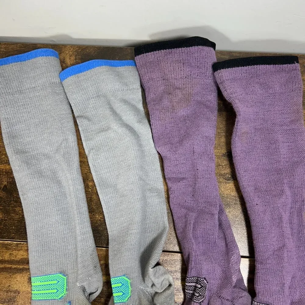 FITS Sz M Merino Wool Snowboard Socks Ultra Light Cushion Over Calf W 7.5-9.5